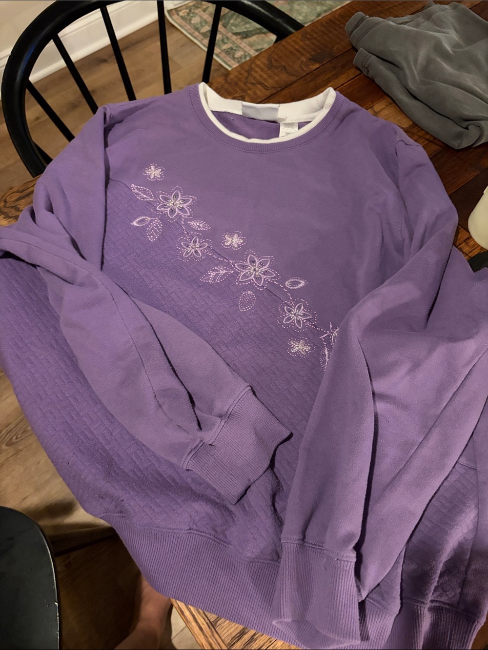 Alfred Dunner Lavender Floral Crewneck Sweater